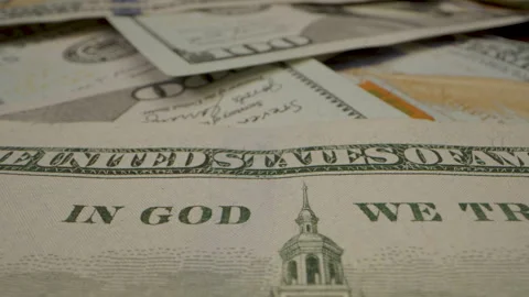 Close Up View of Hundred Dollar Bills Stock Footage 285383373