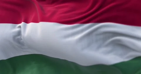 Close-up view of the Hungary national flag waving in the wind Stock Footage 202092741