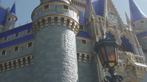 A close up view of the iconic Cinderella Castle at the Magic Kingdom at Stock Footage 140611203