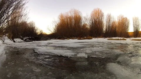 Close up view of icy river in moutain scene Stock Footage 45115184