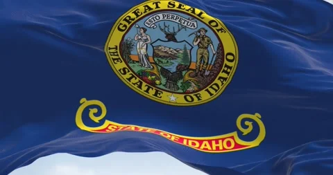 Close-up view of the Idaho state flag waving in the wind Stock-Footage 218991269