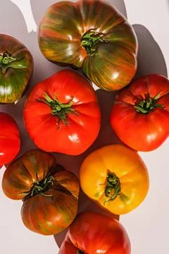 Close-up view if Fresh summer Heirloom Tomatoes Stock Photos