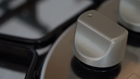 Close up view of the ignition knob of the gas stove. Stock Footage 127217595