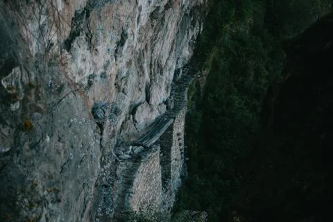 Close view of incan bridge Stock Photos