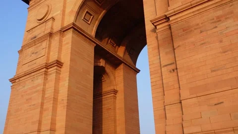 Close-Up View of India Gate Admiring the Architectural Marvel in Delhi, India Stock Footage 263658559