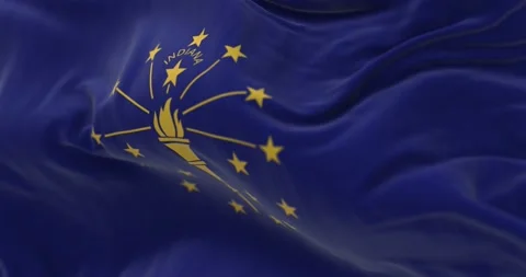 Close-up view of the Indiana state flag waving in the wind Video stock 226208489