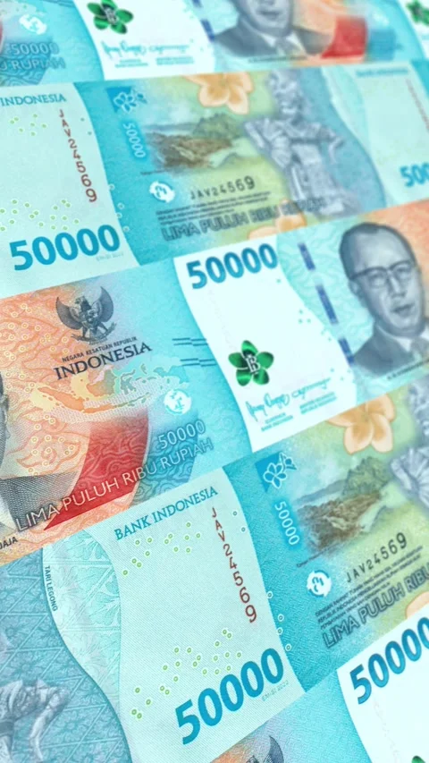 Close-up View of Indonesian 50000 Rupiah Banknote Stock Footage 336983554