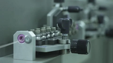 Close-up view of an industrial cable cutting machine Stock Footage 321896655