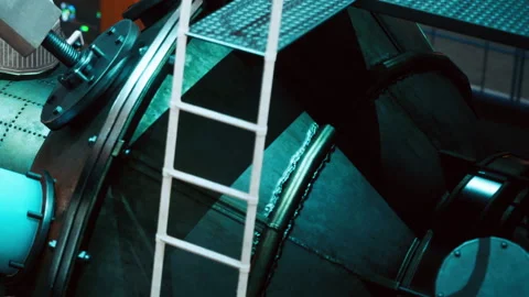 Close view of industrial pipes and machinery in a factory setting Stock Footage 342805016