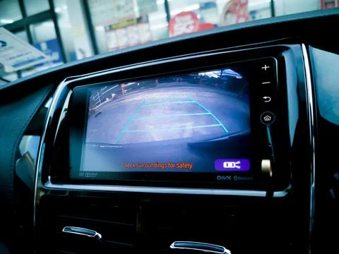 Close-up view of the interior of the car. 스톡 사진