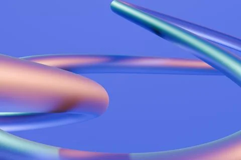 A close-up view of intertwined metallic tubes with a blue and pink hue agai.. Stock Illustration