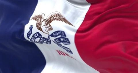 Close up view of the Iowa state flag waving in the wind Stock Footage 221506461