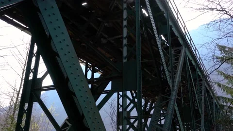 Close up view of iron railroad bridge Stock Footage 226830493
