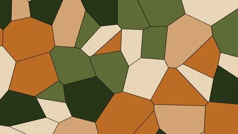 A close view of irregular polygon tiles in earthy orange, green, and beige hu Иллюстрация