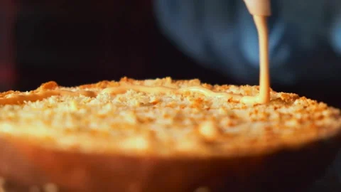 Close-up view. Juicy bun burger with sauce on it. fast food, delicious foods Stock Footage 336579554