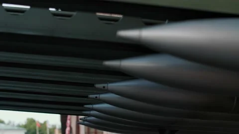 A close up view on the Katyusha rocket launcher monument, Kremlin, Russia Stock Footage 148207912