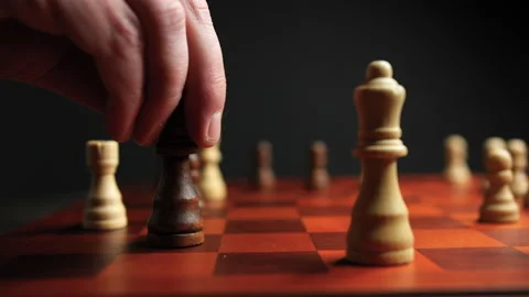 Close Up View of King Move in a Chess Game Stock Footage 236943720