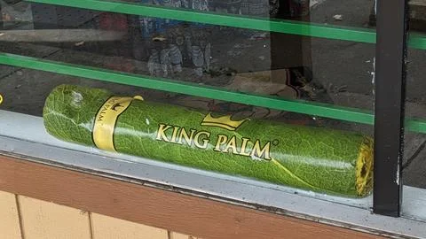 Up-close view of a King Palm inflatable cigar advertisement Stock Photos