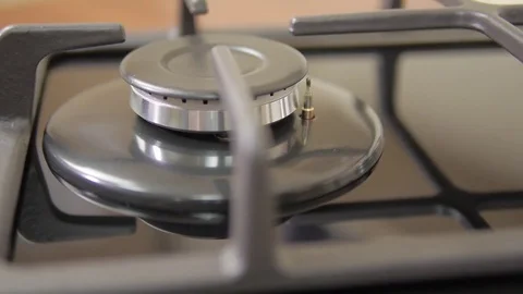 Close up view kitchen gas stove Stock Footage 84796517