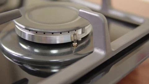 Close up view kitchen gas stove Stock Footage 84798101