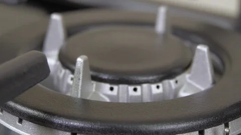 Close up view kitchen gas stove. Stock Footage 84798656