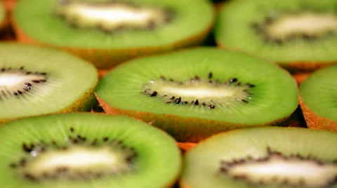 Close view of kiwi fruit slices Stock Footage 56058294