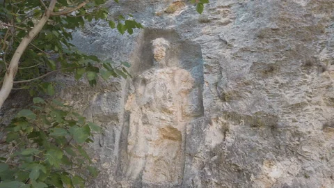 Close - up view of kybele relief in Corum. 4K Footage in Turkey Stock Footage 147128169