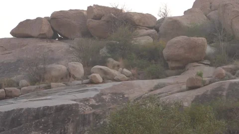 Close-up view of large rocks on the hill, Moving shot of rock mountain Stock Footage 151943720