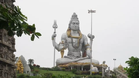 Close view of large statue of lord Shiva, Lord Shiva statue Video stock 191392066