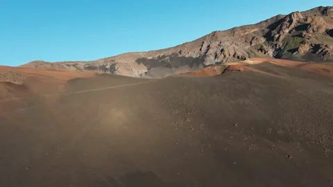 Close up view of lava ashes and crater of a volcano in Hawaii during sunrise, 4K Video stock 196903834