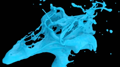 Close-up view of light blue color splashing in slow motion, on black (FULL HD) Video stock 45109122