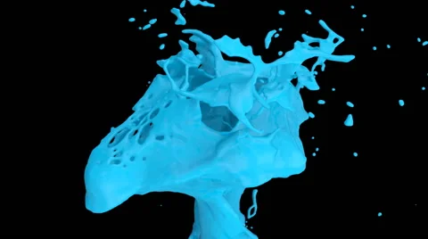 Close-up view of light blue color splashing in slow motion, with alpha (FULL HD) Stock Footage 45191282