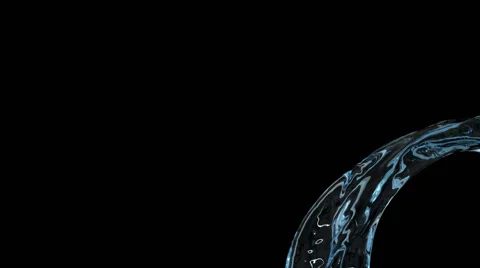 Close-up view of light blue flowing water - on black , with alpha (FULL HD) Video stock 68907054