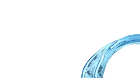 Close-up view of light blue flowing water - on white, with alpha (FULL HD) Video stock 68907811