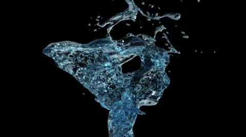 Close-up view of light blue water splash in slow motion, on black (FULL HD) Video stock 43789942