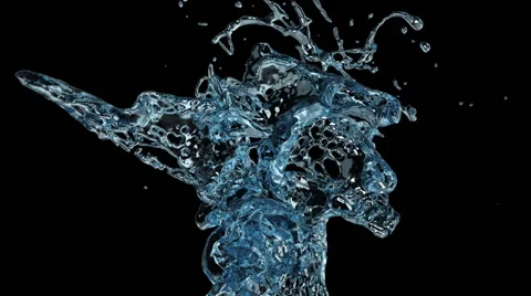 Close-up view of light blue water splash in slow motion, with alpha (FULL HD) Stockbeeldmateriaal 44161980