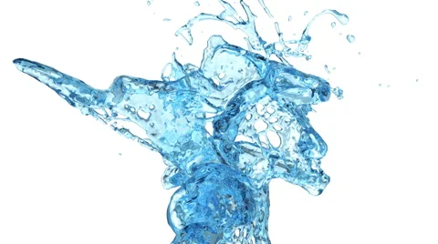 Close-up view of light blue water splash in slow motion, with alpha (FULL HD) Stock Footage 44162129