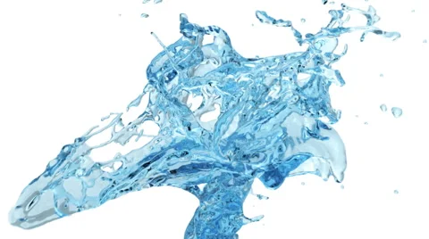 Close-up view of light blue water splashing in slow motion, on white (FULL HD) Stockbeeldmateriaal 46855734