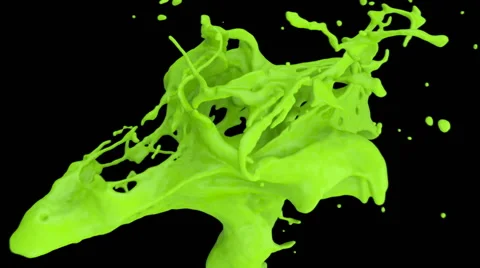 Close-up view of light green color splashing in slow motion, on black (FULL HD) Stock-Footage 45109306