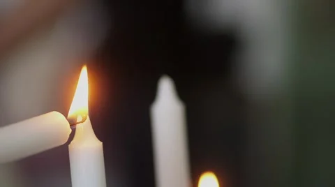 Close view of Lighting up Candle  Stock Footage 55870293