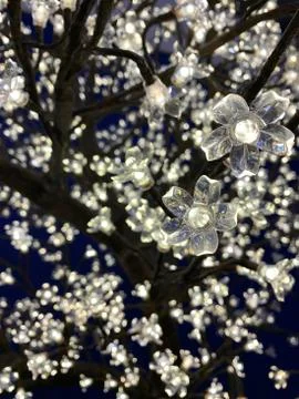 Close up view of lighting made with flower shapes. Stock Photos