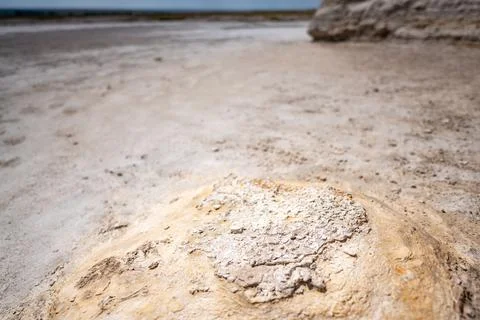 Close up view of limestone at Monument Rocks in Grove County, Kansas. The chalk Stock Photos