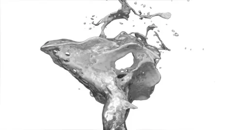Close-up view of liquid silver splashing in slow motion, on white (FULL HD) Video stock 49660802