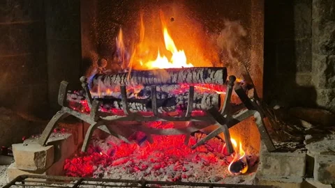 Close-up view of a lit ember in a trattoria, ready to cook Stock Footage 338322597