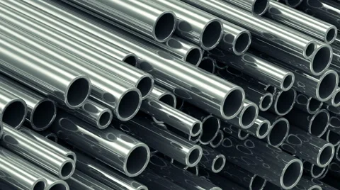 Close-up View of Looping Animation of Stack Steel Metal Tubes. Full HD Stock Footage 49024375