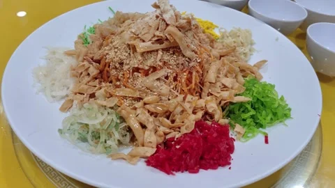 Close-up view of the "Lou Shang"  on the table. 動画素材 241223217