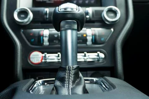 Close up view of a luxurious car shift gear. Stock Photos