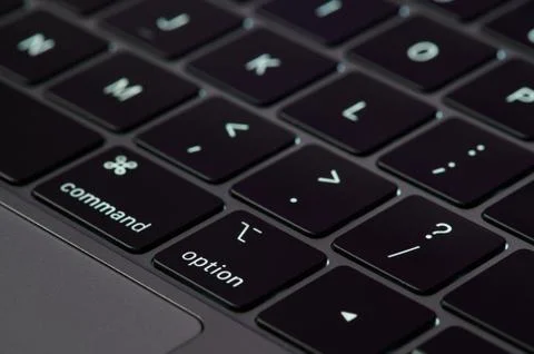 Close up view on macbook pro keyboard Stock Photos