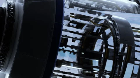 Close view of machinery with black and yellow parts in a high tech setting Stock Footage 344122142