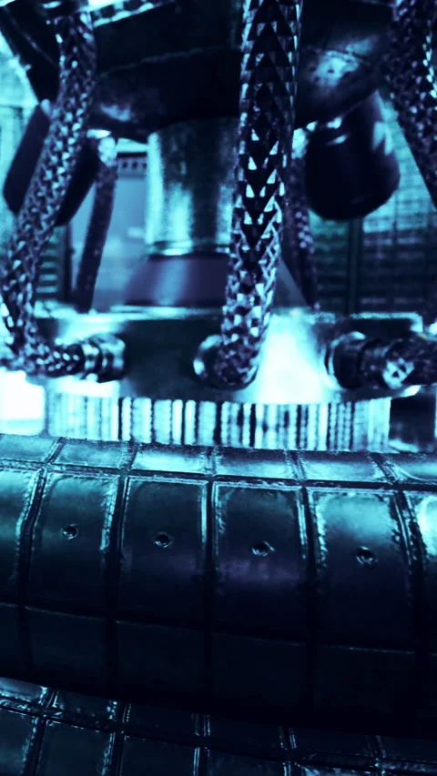 Close view of machinery in a workshop showing metal components and wires Stock Footage 338422409